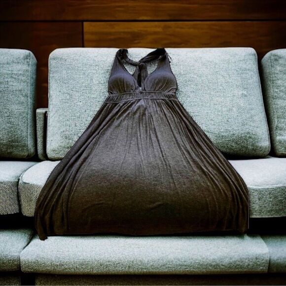 Y2K Love Delirious LA Dress Gray Deep V-Neck Crisscross Back Knee Length M 🎉HP🎉 - Picture 3 of 16